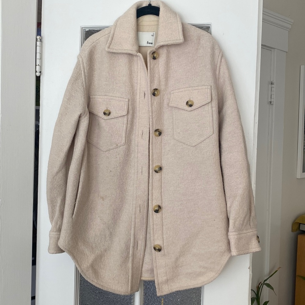 ARITZIA the Ganna Shirt Jacket in Heather Bone sz XS
